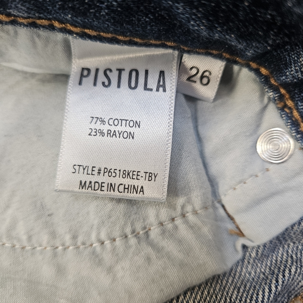 Pistola Jeans Womens 26 Light Wash Straight Leg High Rise Button anthropologie - Picture 4 of 11